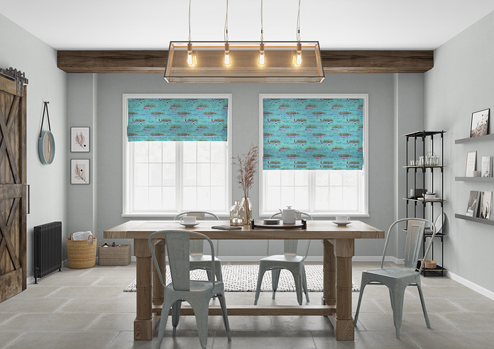 Flamingos, Aqua - Roman Blind - Image 5